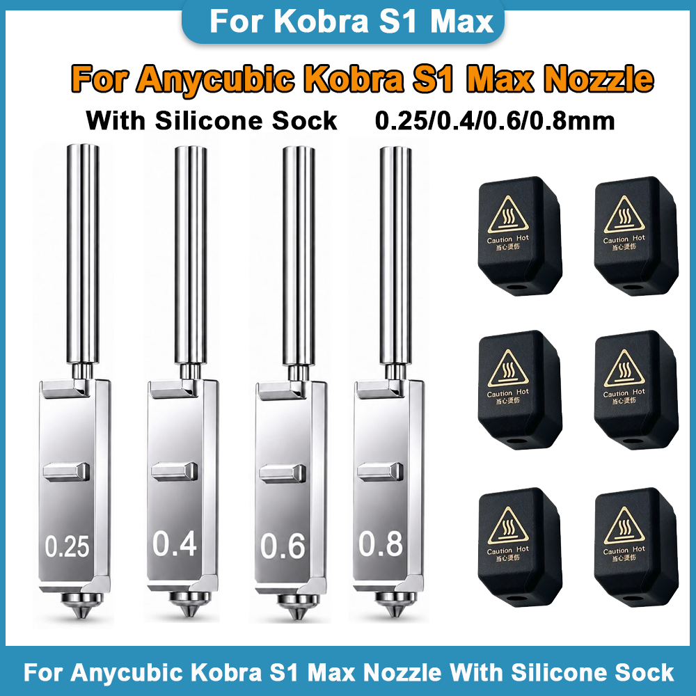 Hotend 0.4Mm - Anycubic Kobra S1 Max用硬化鋼ノズル、シリコンソック付き 0.2mm 0.4mm