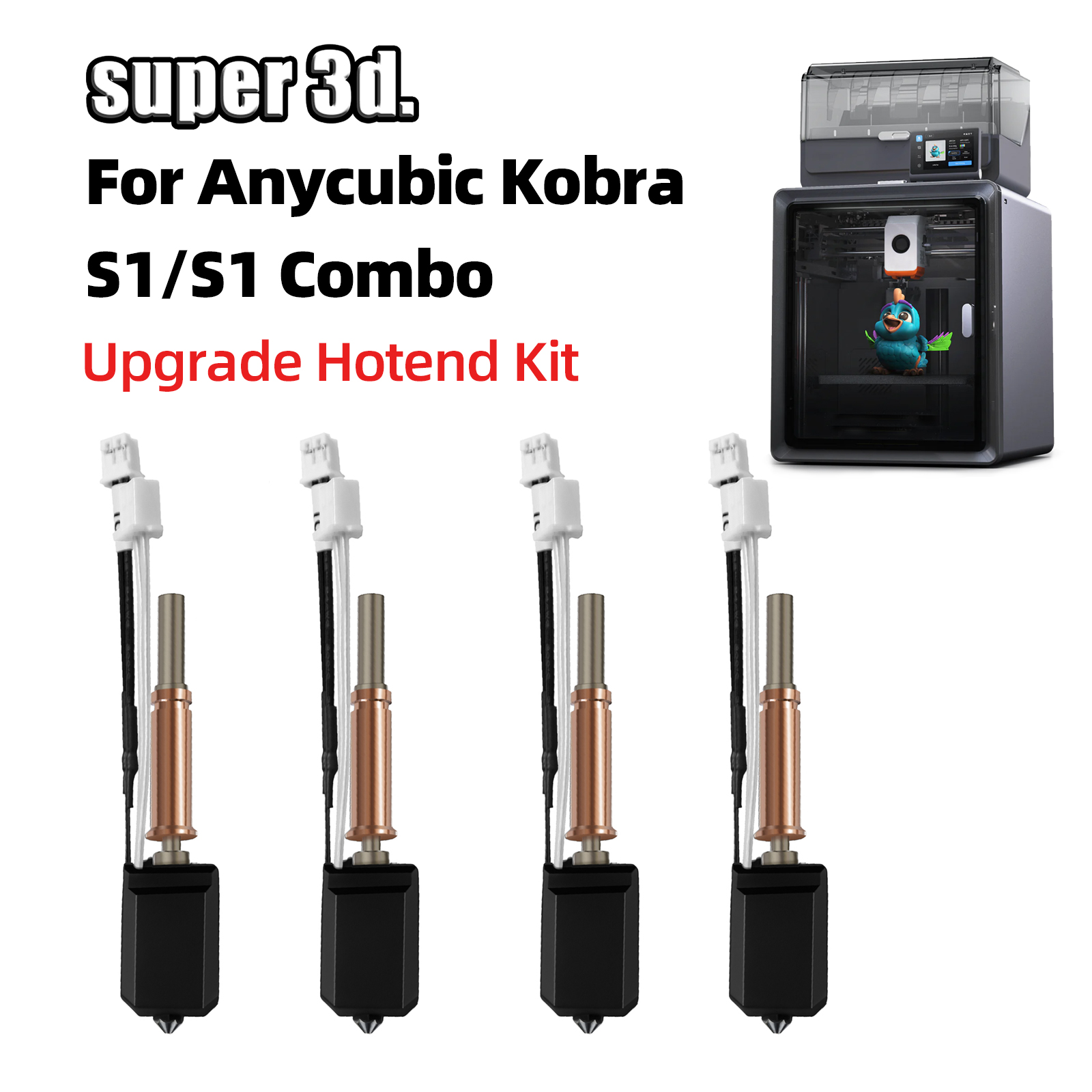 Hotend 0.4Mm - Anycubic Kobra S1用ホットエンド、Kobra S1コンボアップグレードホットエンドキット、0.4mm硬化鋼ノズル（Anycubic Kobra S1プリントヘッド用）