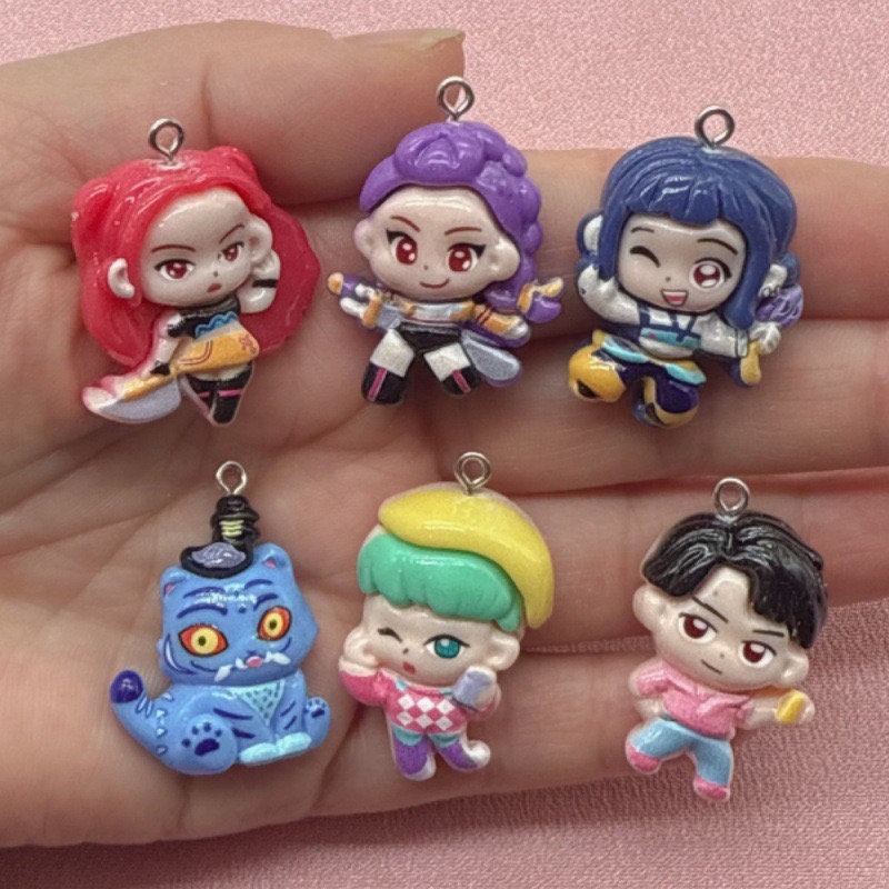 Resin - 10個入り樹脂製漫画ペンダント、DIYジュエリー製作イヤリング、キーホルダーアクセサリー