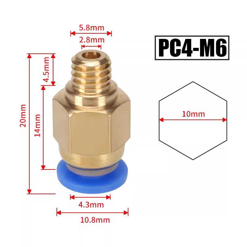 10 ピース/ロット PC4-M10 空気圧コネクタ 3D  - Bowden Tube のレビューと価格