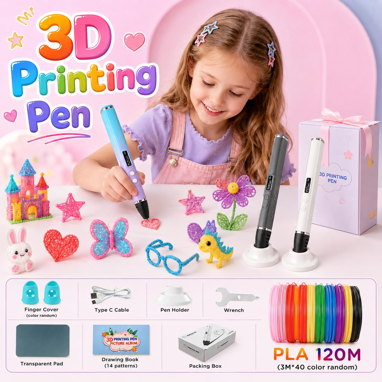 3Dプリントペン 子供用 Type-C充電 OLEDディスプ - Pla Filament のレビューと価格